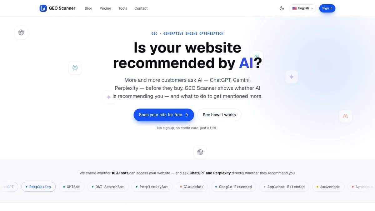 GEO Scanner: Is Your Website Recommended by AI?