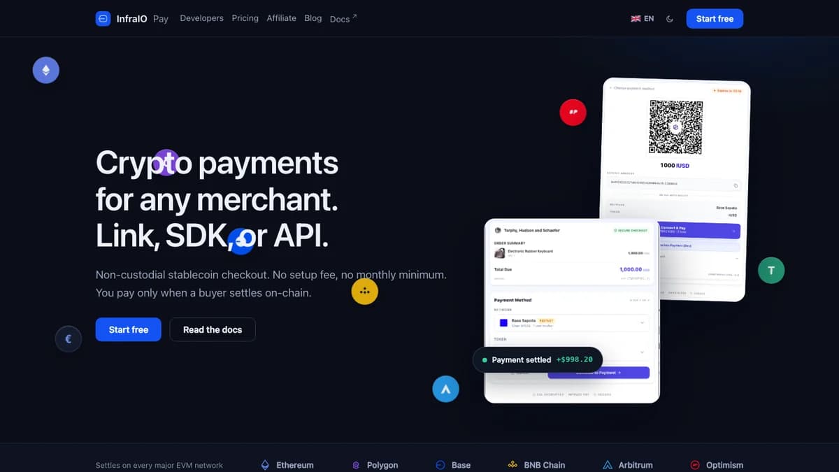 InfraIO Pay: Crypto Checkout for Merchants
