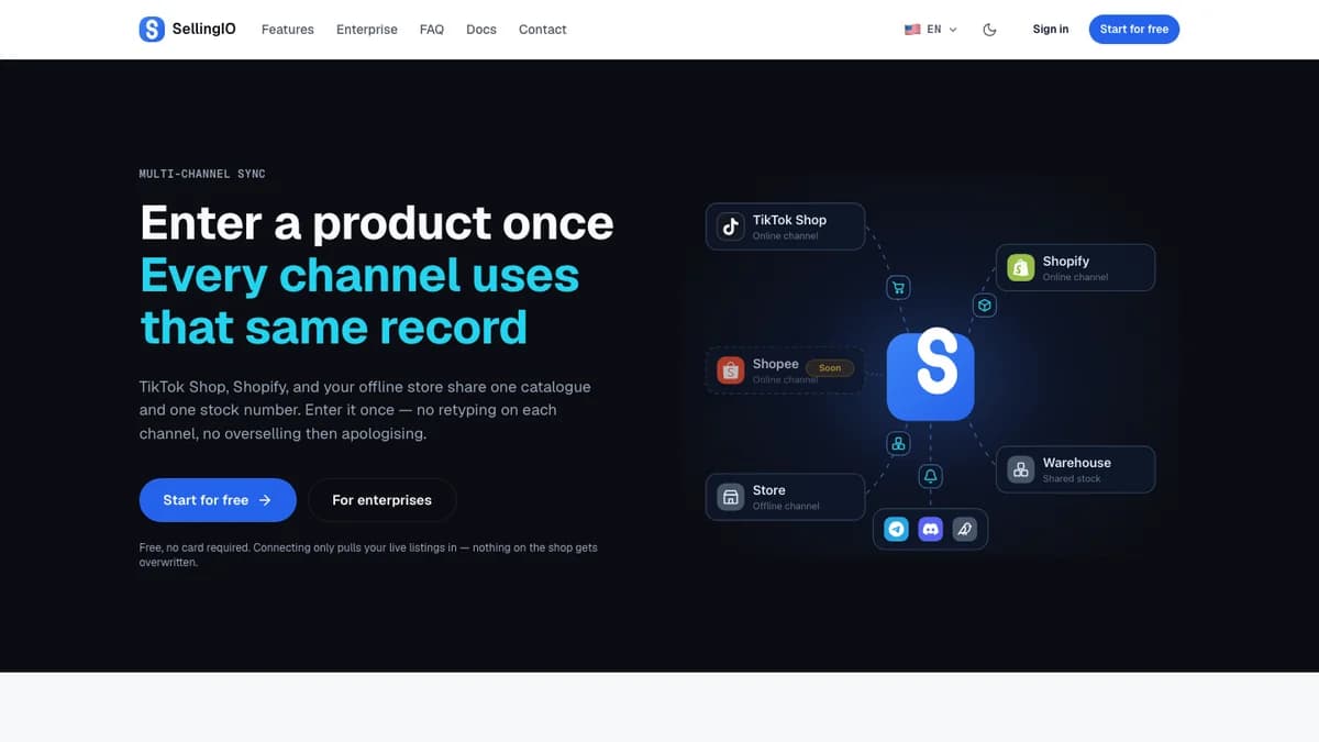 SellingIO: Multi-channel Sync for Merchants